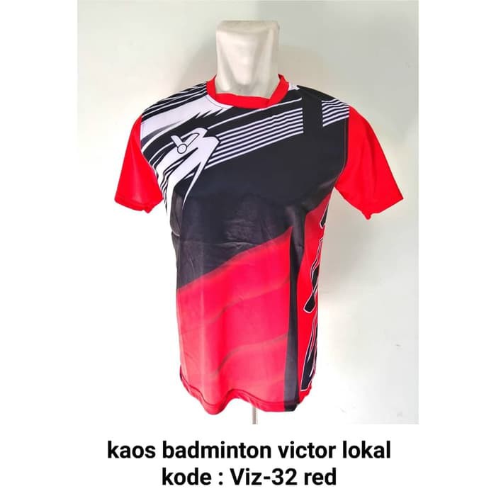Baju kaos badminton Victor VIZ-32 RED baju badminton victor murah