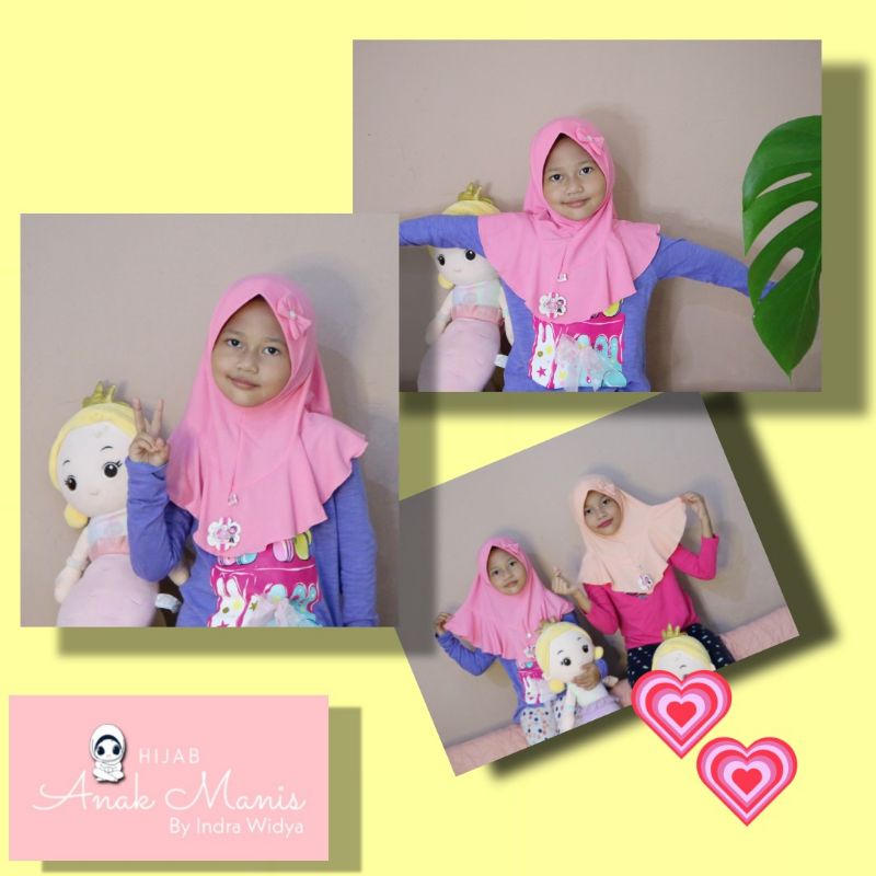 Hijab anak bergo instant kaos manis