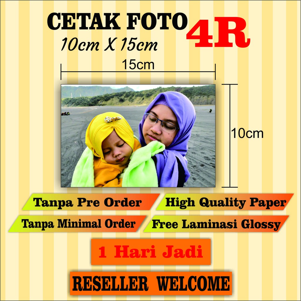 Cetak Foto 4R 10x15 cm + FREE LAMINASI GLOSSY