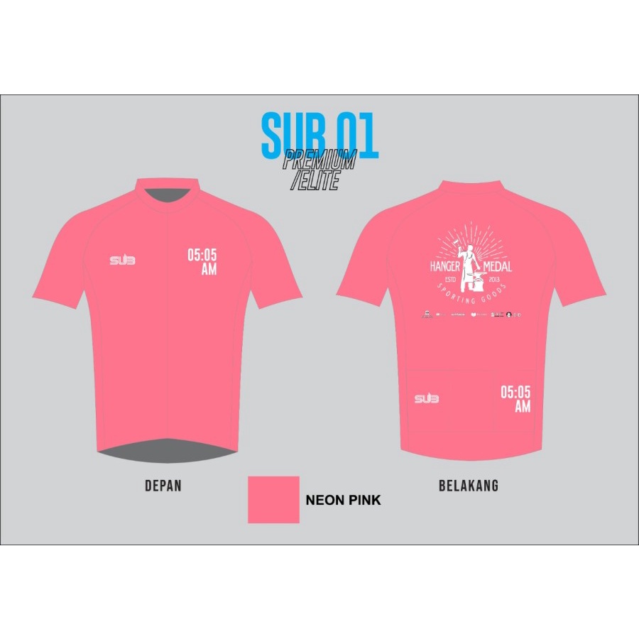 HANGERMEDAL NEON PINK SUBJERSEY SUB JERSEY SEPEDA 05 AM 05AM ELITE