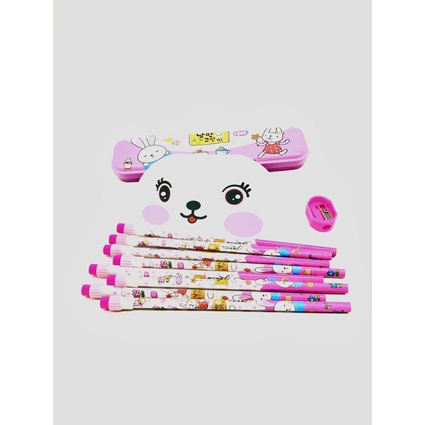 KENSHO Kotak Pensil Stationery Alat Tulis Set Import Lucu / Pensil/Rautan / Pencil Case