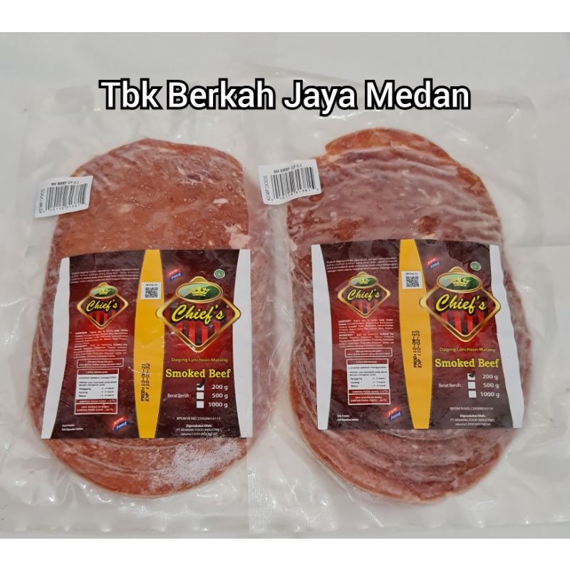 

Smoke Beef Chief 250gr/Daging Asap/Daging Kebab/Daging Pizza/Daging untuk spaghetti