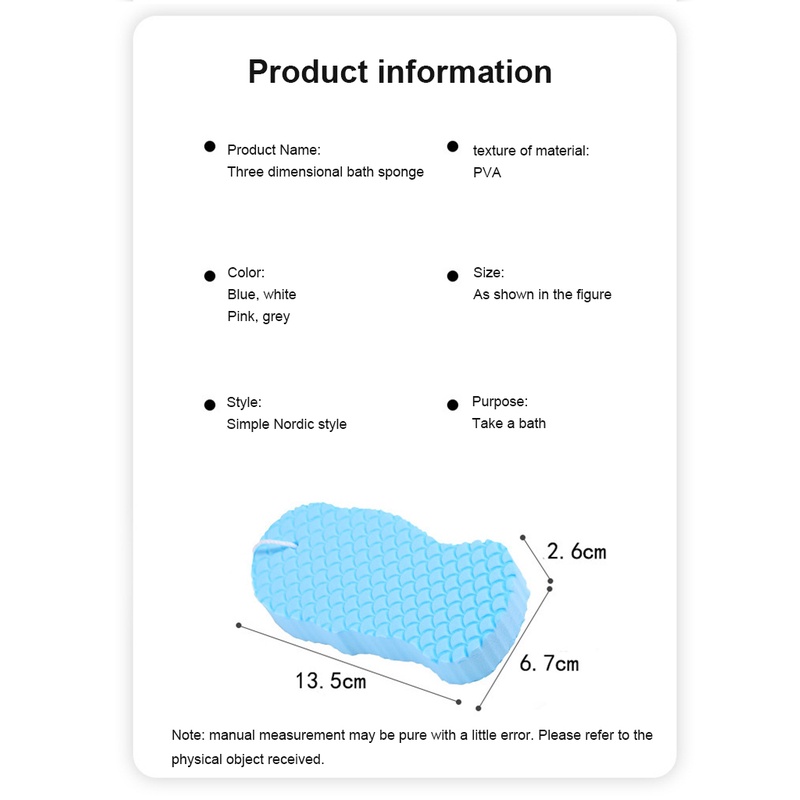 Sponge 3d Spons Mandi Lap Tubuh Spons Mandi Lembut Sikat Mandi Exfoliante Pembersih Kulit Tubuh Alat Penghilang Kulit Mati