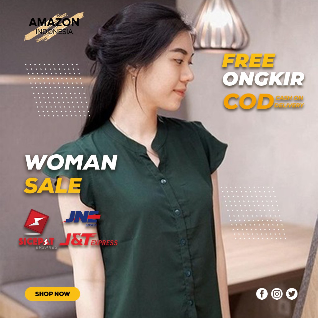 BLOUSE ATASAN PAKAIAN WANITA BLOUSE VILLY BAHAN TWISTCONE WARNA HIJAU ARMY KUALITAS BAGUS MURAH