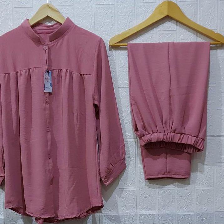 Stelan Wanita Busui Frendly By Adeeva | One Set Crinkle Premium ,.