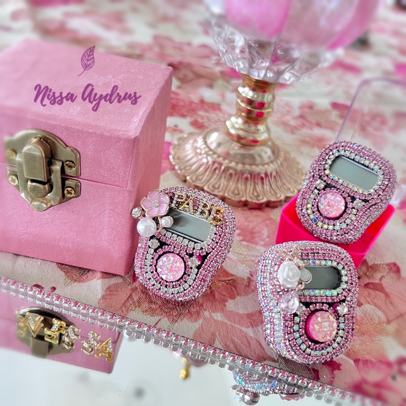 Tasbih Digital Cantik Custom Pink For Gift | Tasbih Digital Swarovski Premium Custom