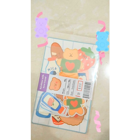 

Sticker nutrious milk bear bread