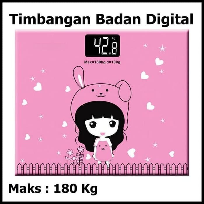 Taffware Digipounds Timbangan Badan 180Kg Mini Digital Desain Kartun 2