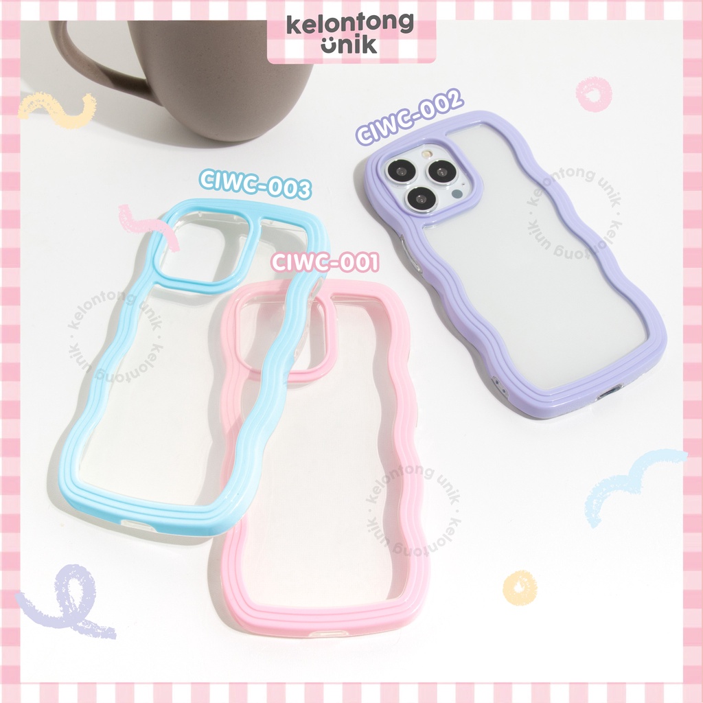 (Seri 1) For iPhone - 2 in 1 Double Protection Pastel Wavy Case/ Curly Edge Case