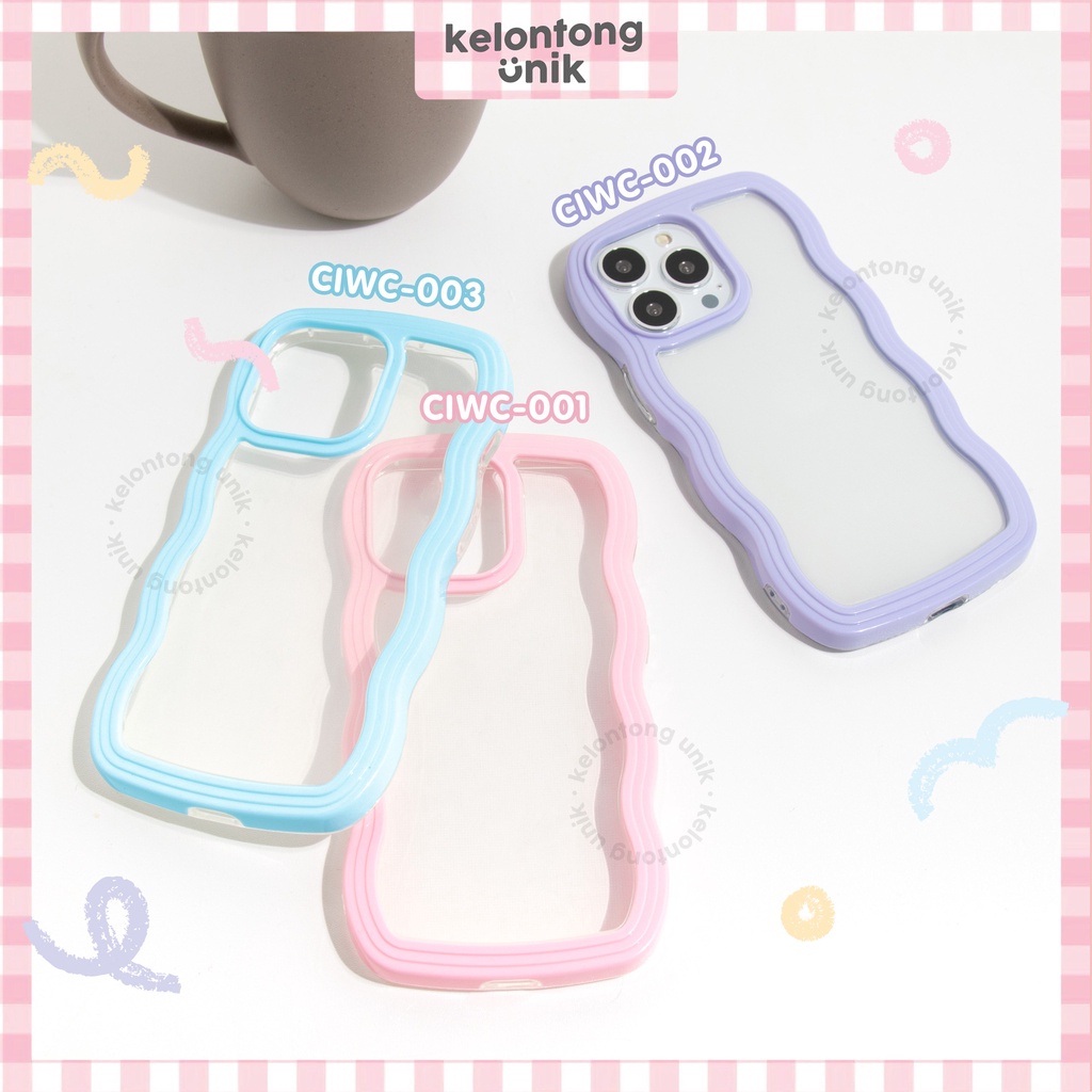 (Seri 1) For iPhone - 2 in 1 Double Protection Pastel Wavy Case/ Curly Edge Case