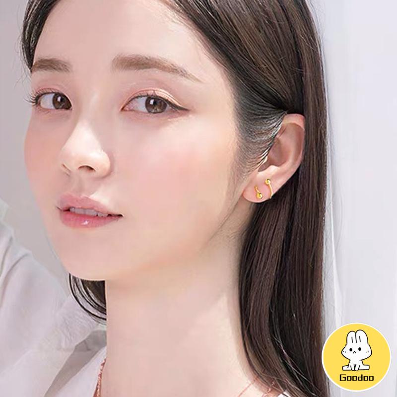 1 Pasang Anting-Anting Sederhana Baru Kepribadian Wanita Minoritas Double Spiral Ear Studs -Doo