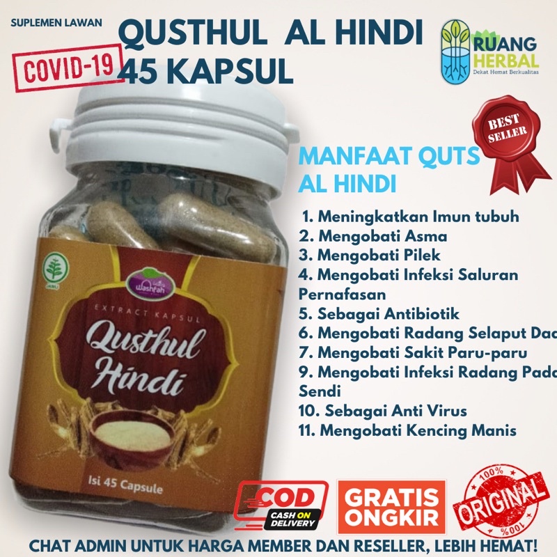 

Qusthul Hindi Original 45 Kapsul dan serbuk 100gram