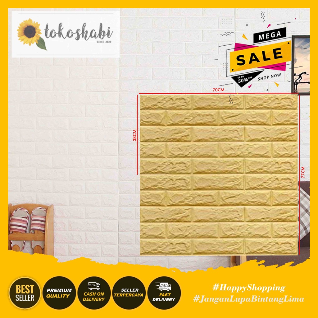 Wall Sticker Bata Wallpaper Dinding 3D Foam Modern 3D Emboused Model Bata