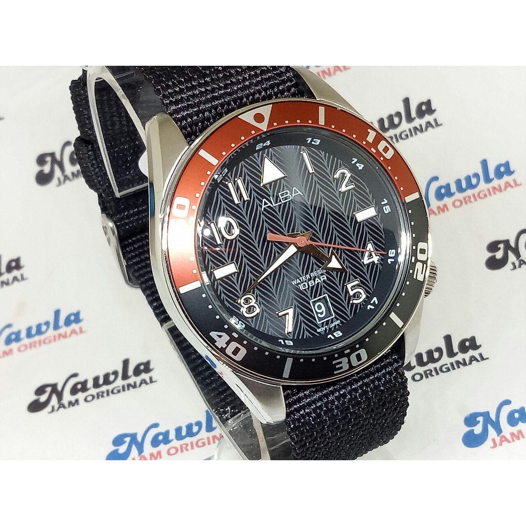 Alba Quartz AS9K47X1 Analog Black Nylon - Jam Tangan Pria AS9K47