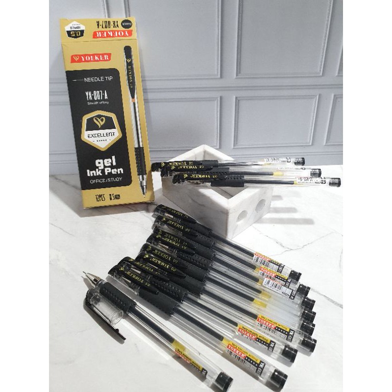 (12pc) pen gel murah/gel pen hitam/bolpen gel termurah/pen murah/pena/pulpen gel-YK-7