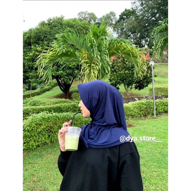 JILBAB SPORT - Hijab Sporty / Hijab Instant / Hijab Sporty Olah Raga Spandek Bergo Polos-Navy