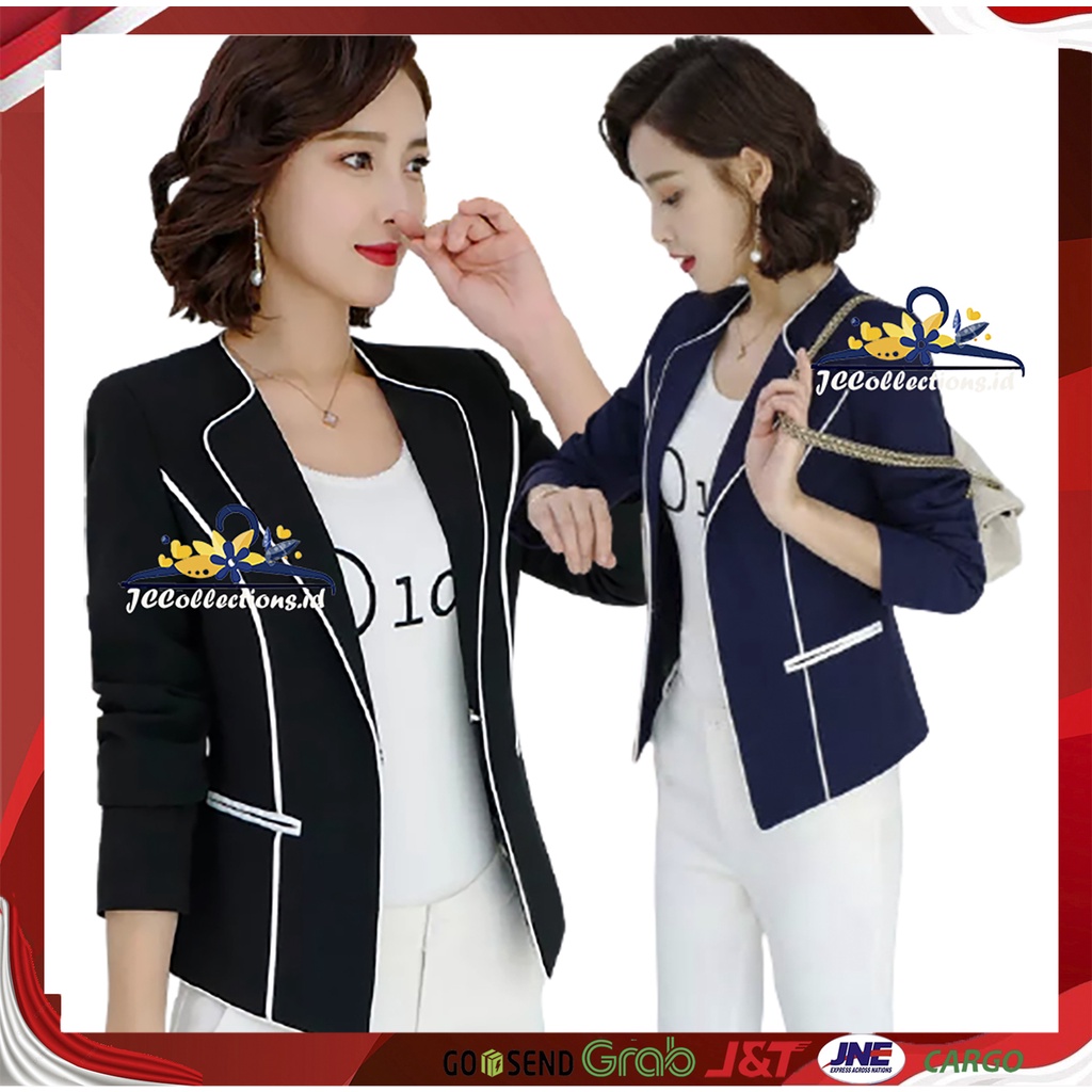 Blazer Wanita Korea Lengan Panjang Oversize Blazer Kerja Kantor Wanita Cantik Lecya - JCCollections