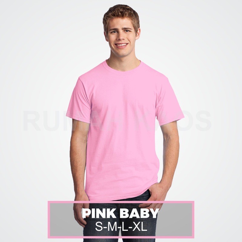 KAOS POLOS LENGAN PENDEK COTTON COMBED 30S-PINK BABY