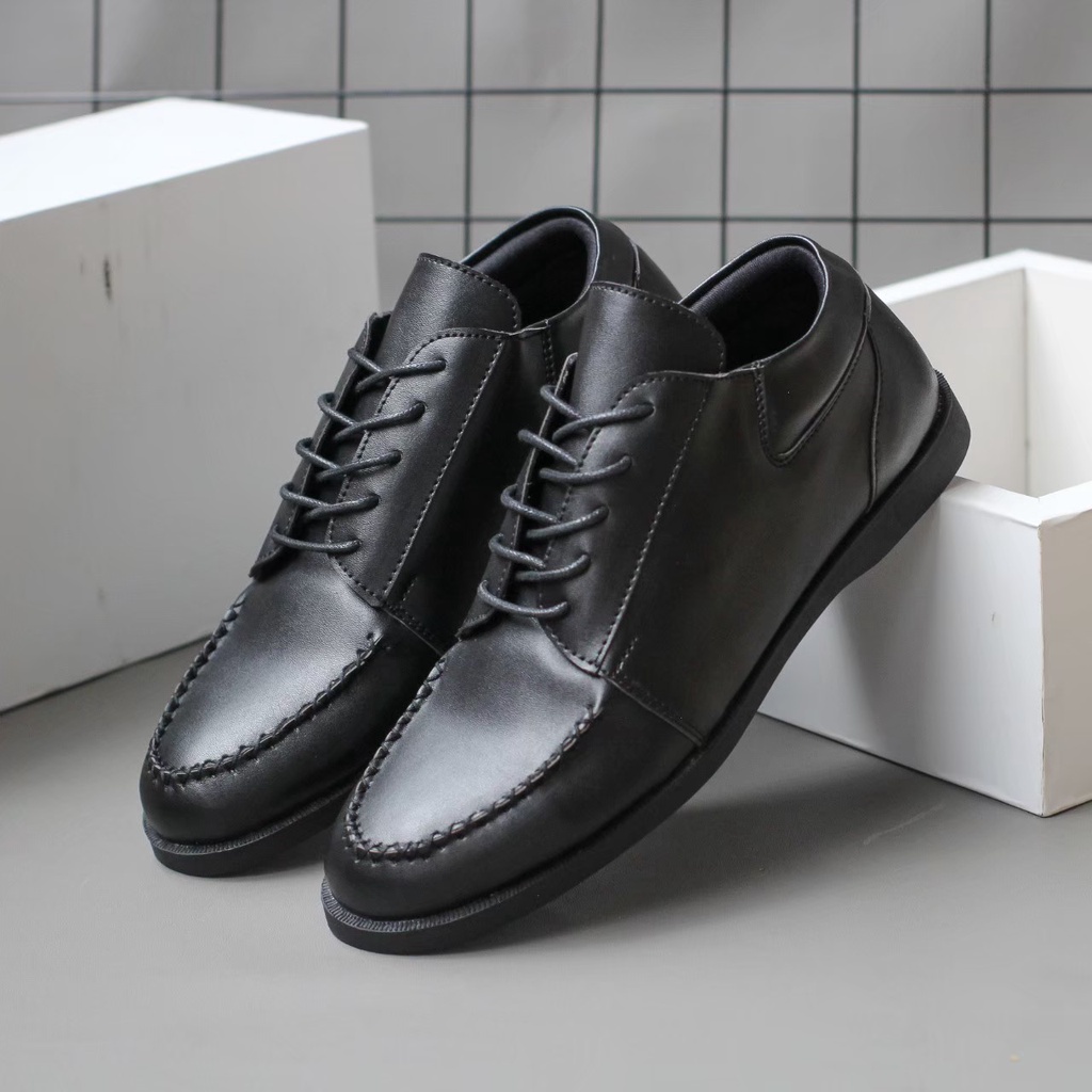 Sepatu Formal Pantofel Pria Hitam Brown Tali Casual Kerja Kantor Kuliah Fashion Pesta Kondangan Gereja Original Kulit Syintetik Kekinian Terlaris Murah