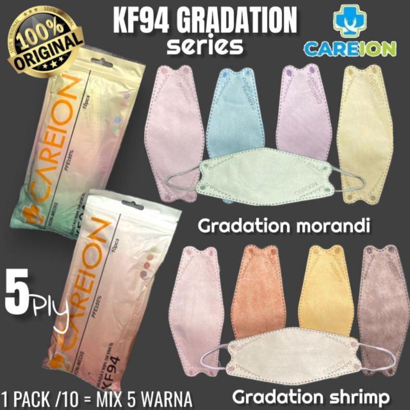 READY MASKER KF94 KF CAREION GRADASI MARANDI MORANDI GRADASI SHRIMP PINK MIX 5 WARNA DALAM 1 PACK DAN CARE ION MASK KOREA EMBOSS MIX WARNA STRONG SOFT COLOUR EDITION 5 PLY ISI 10