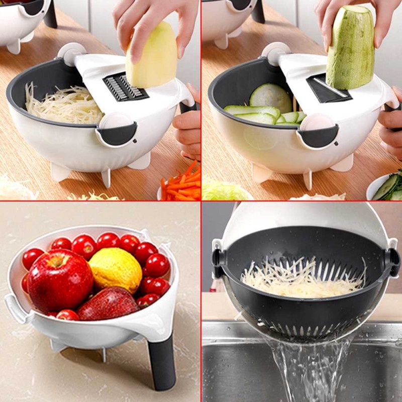 Parutan Sayur Buah Mangkok Penampung Vegetable Slicer 8 Mata Pisau