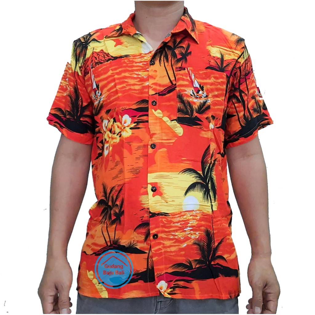 Kemeja Pantai / Kemeja Hawai / Kemeja Bali (Bahamas) M-XXXL-Orange