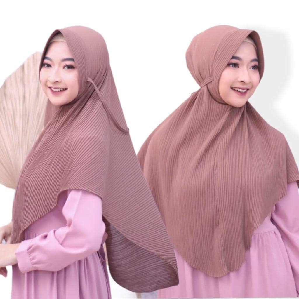 PROMO!! Jilbab / Hijab KHIMAR PET PLISKET Instan Syari Bahan Diamond Italiano - Kerudung Tali maryam