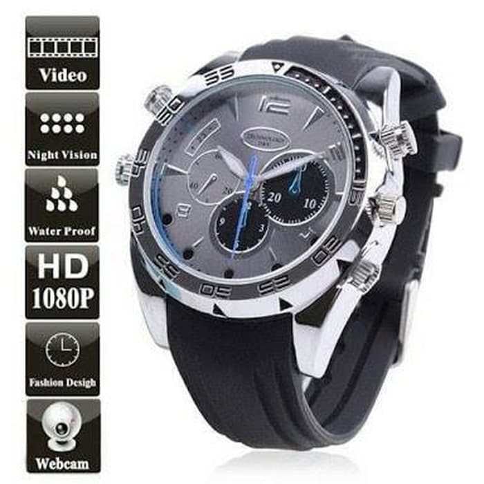 Spy Kamera Pengintai Jam Tangan Karet Infrared Full HD 1080P 32GB
