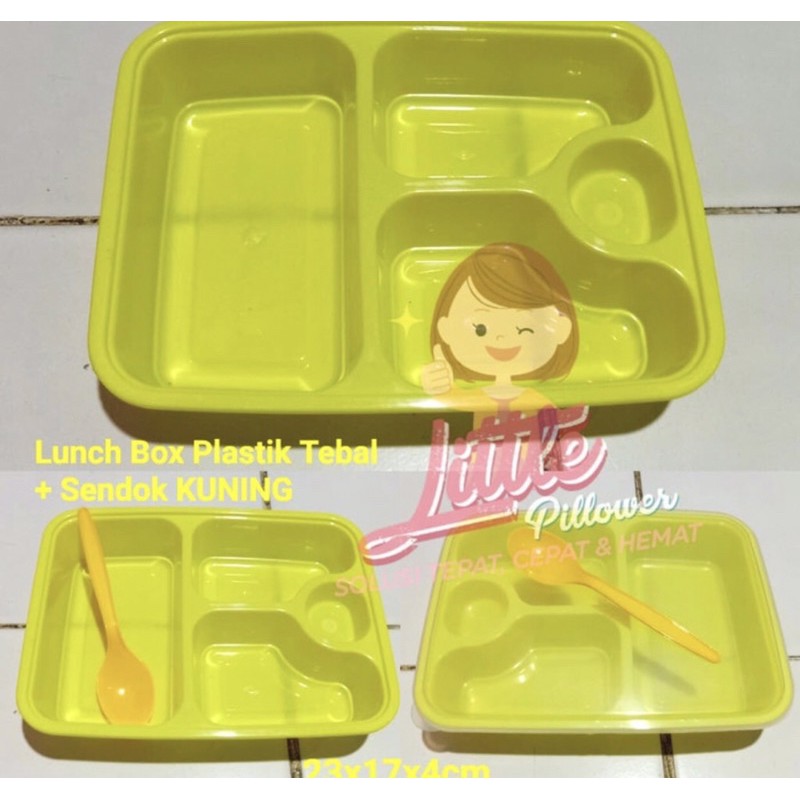 (ISI 25PCS) Bento + Sendok Plastik Tebal FIM /Lunch Box plastik/Kotak Makan