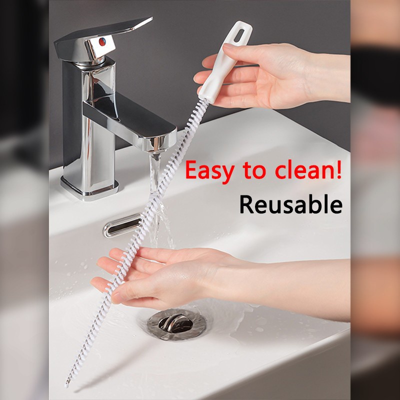 [45cm Extended Drain Lint Cleaner Unblocke] [Sink &amp; Pipe Lint Removal Tool, Cleaning Brush with Hanging Hole] [Kitchen &amp; Bathroom Drain Cleaning Tool]