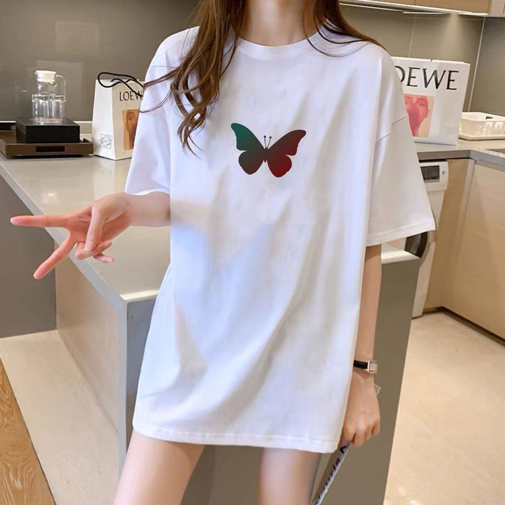 KAOS WANITA OVERSIZE butterfly TSHRIT CEWEK/COWOK KUPU KUPU UNISEX