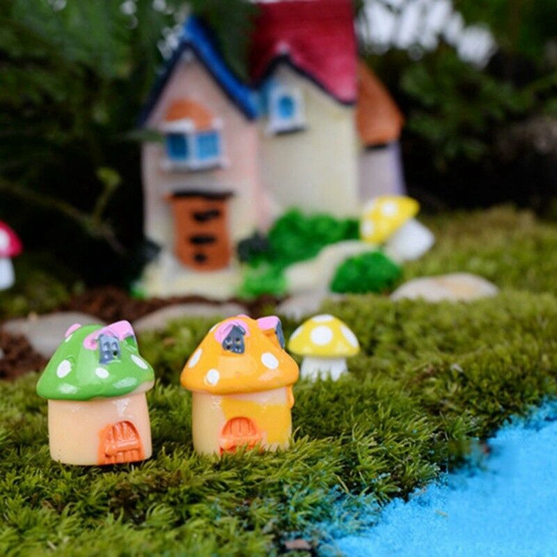 Ornamen Ornamen Rumah Jamur Pemandangan Pemandangan Mikro Kecil Dekorasi Rumah Bentuk Jamur DIY Handmade Resin Peri Taman Mini Lucu