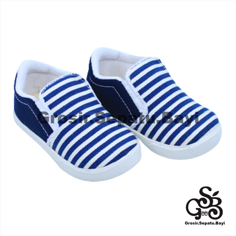 sepatu anak laki laki perempuan slip on motif Salur murah