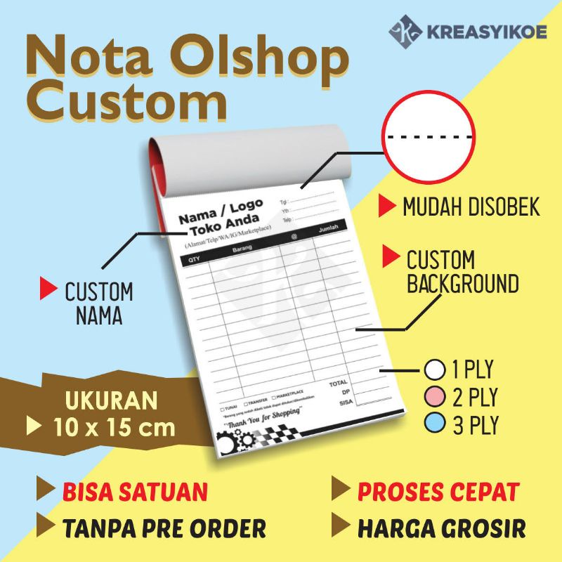 

Nota Olshop 3 Ply 10x15 cm
