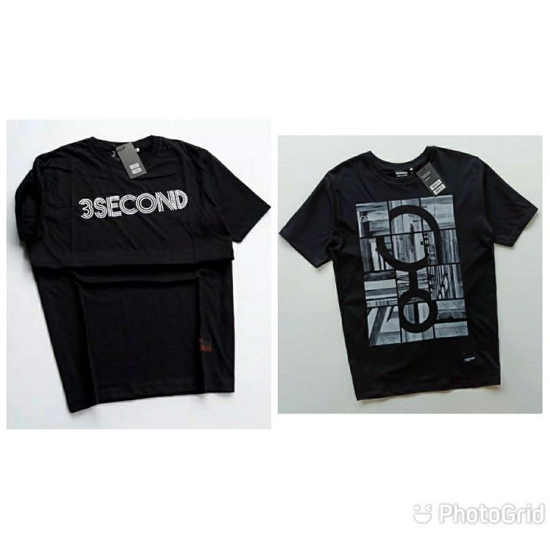 KAOS 3SECOND KAOS DISTRO KAOS THREE SECOND BAJU PRIA KAOS HITAM PRIA PAKAIAN HITAM PRIA