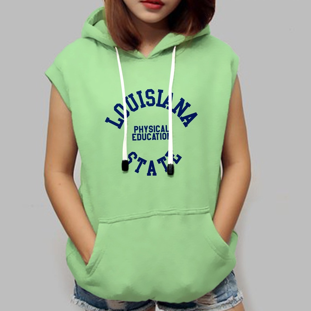 SLEEVELESS HOODIE LOUISIANA STATE ROMPI HOODIE WANITA KOREA / VEST HOODIE WANITA TEBAL