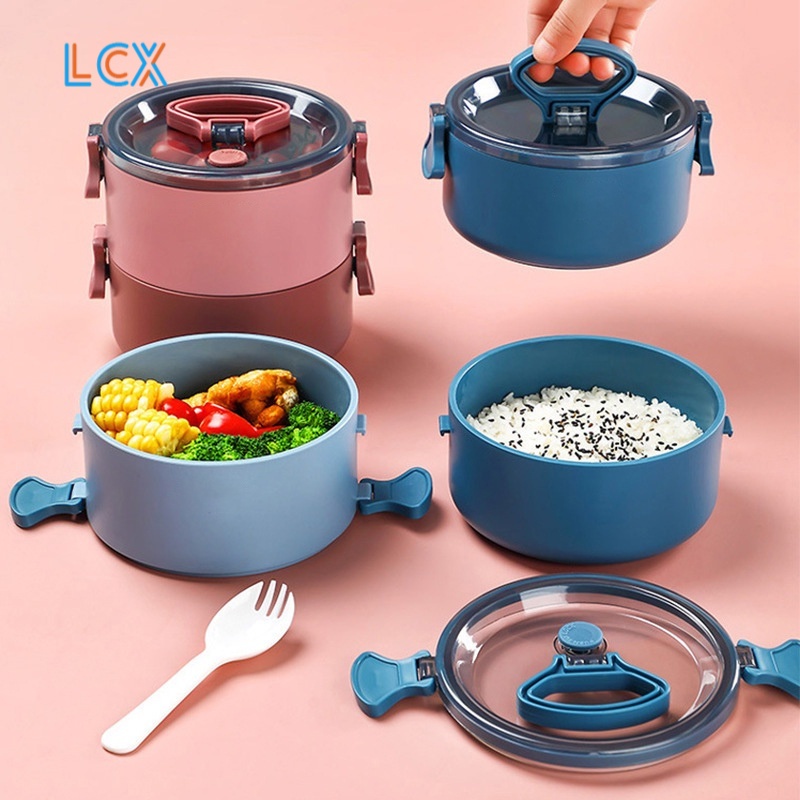 LCX 2 Tier Stackable Lunch Box Kotak Makan Bekal Sup Double-Layer Kapasitas Besar VS-80