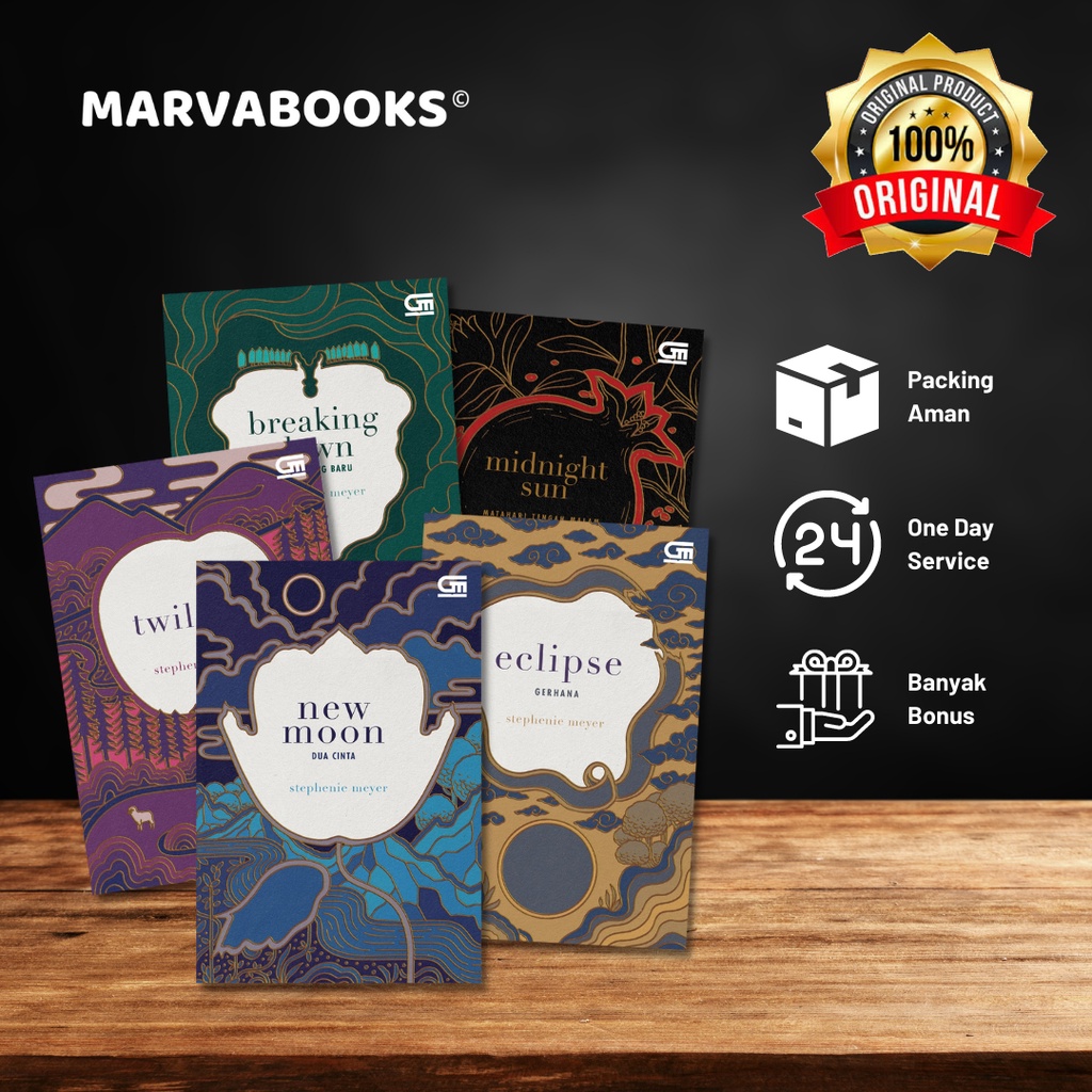 Buku Novel Stephenie Meyer - Midnight Sun Twilight Eclipse (Gerhana) Breaking Dawn New Moon (Dua Cin