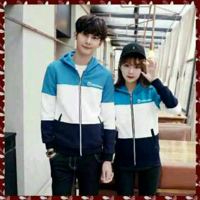 Jaket couple cons converse kuning abu biru - jaket couple murah