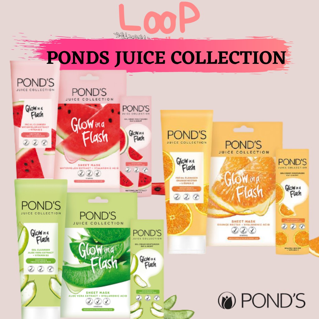 ♂️LooP♀️ PONDS JUICE, Semangka Orange Aloe Vera Cleanser Facial Foam Moisturizer Mask Pelembab