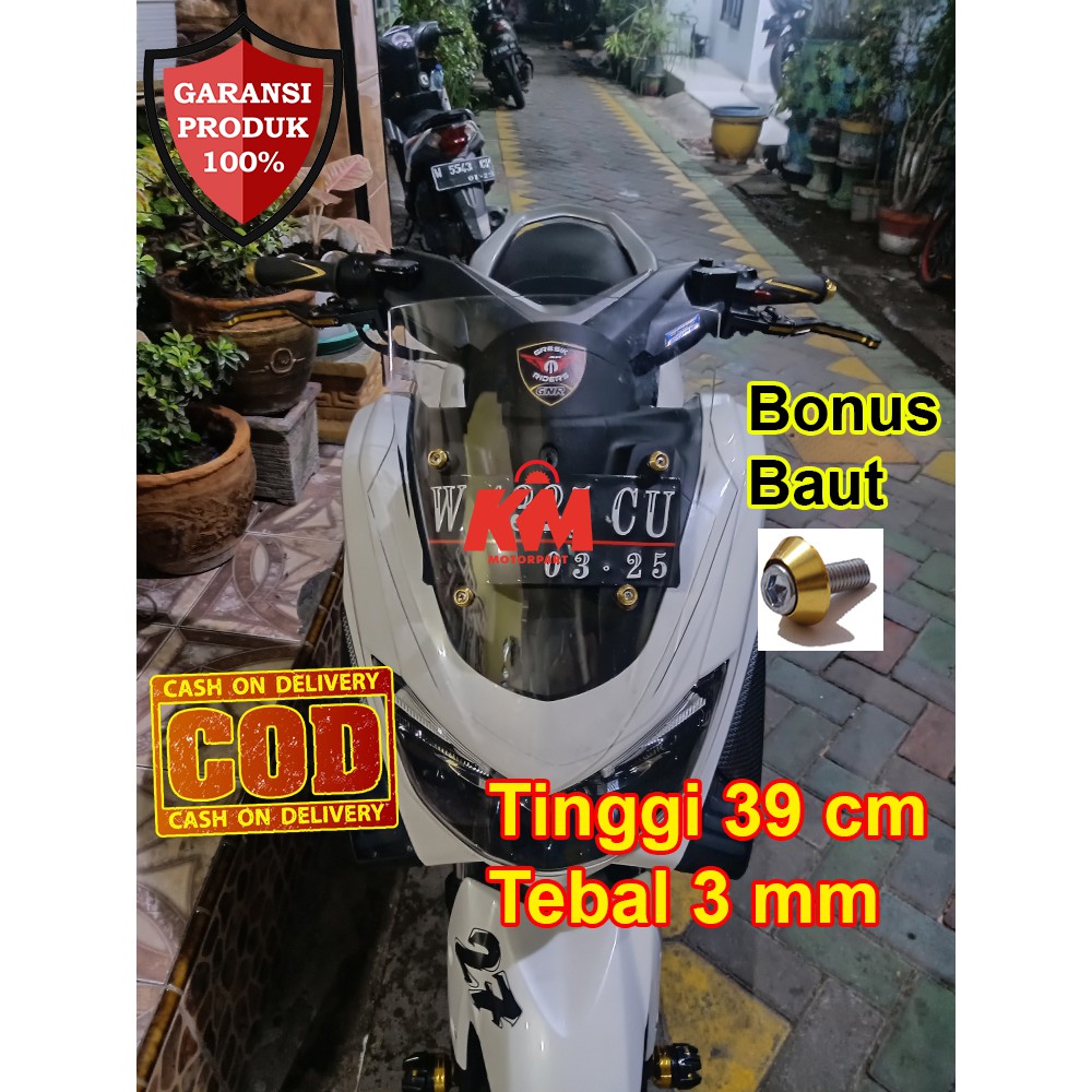 Visor Windshield NMax old Pendek 2015 2016 2017 2018 2019 Variasi N Max Hitam dan Bening