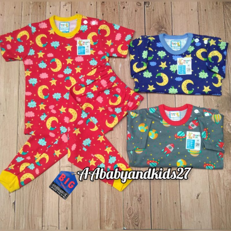 DAPAT 3 STEL!!! MOM'S GIFT Setelan Baju Pendek Kancing Bahu Celana Panjang Ukuran S M L XL SNI