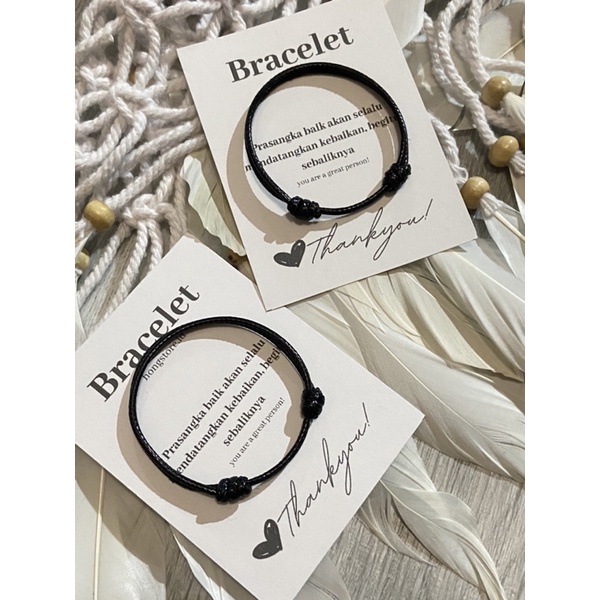 Gelang Couple Magnet Polos (2 pcs Gelang Tali Korea 2mm Hitam+Magnet Anti air