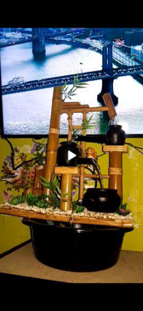 Miniatur Air Mancur Bambu Cendani 3 Kendi - Gunungsaren 32x14x34cm