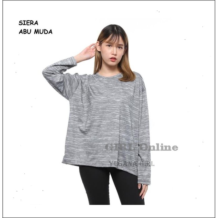 Murah Baju Atasan Kaos Jumbo XXL Lengan Panjang Murah Wanita/Cewek Siera Top - COKLAT, L