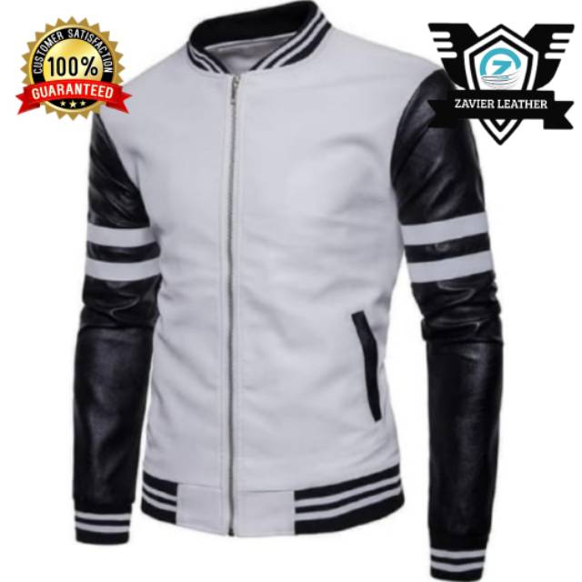 Jaket pria semi kulit kombinasi/jaket motor pria kulit sintetis/jaket pria termurah