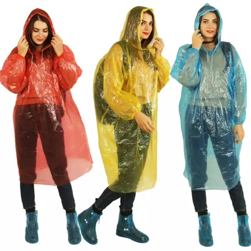 {DS} Jas Hujan Sekali Pakai Plastik Plastic Ponco Disposable Raincoat Baju