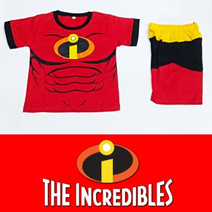 Setelan Pendek Kaos Baju Anak Cowok Superhero The Incredibles