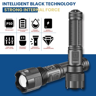 Asafee Senter 800-1000 Lumens 1600 Xhp50 Led Zoom 1x18650