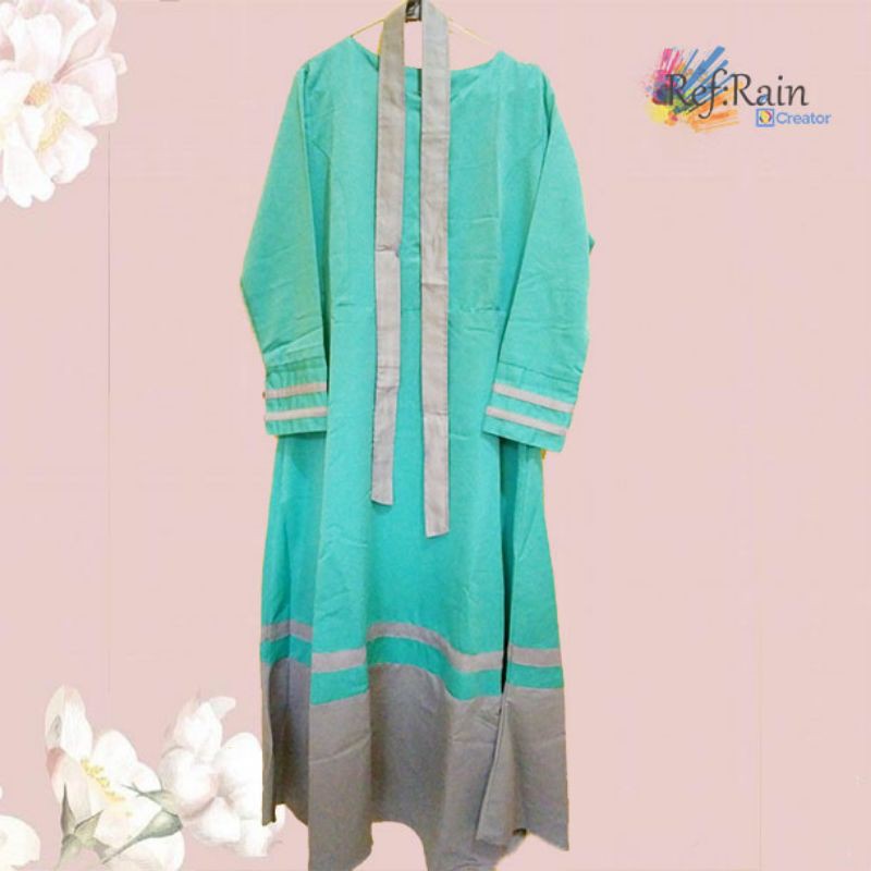 Gamis Warna Hijau Tosca  abu
